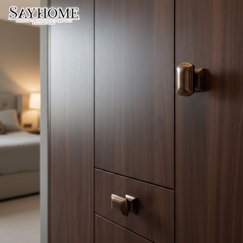 Núm tủ tân cổ điển vintage màu vàng đồng SH8878