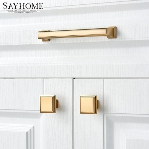 Núm tủ hiện đại màu vàng gold SH8881
