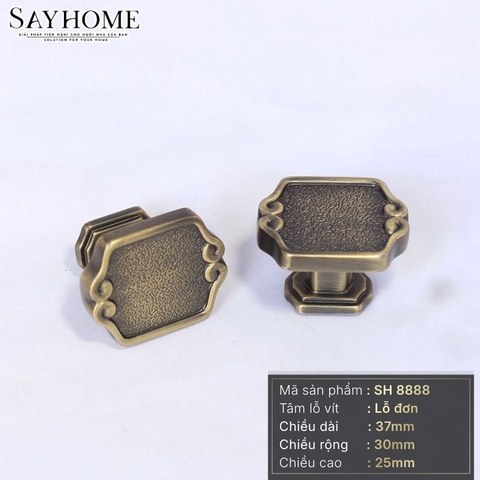 Núm tủ tân cổ điển vintage màu vàng gold, đồng SH8888