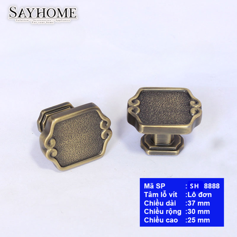 Núm tủ cổ điển màu vàng, đồng SH8888