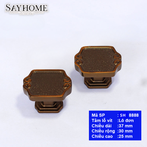 Núm tủ cổ điển màu vàng, đồng SH8888