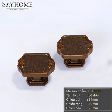 Núm tủ tân cổ điển vintage màu vàng gold, đồng SH8888