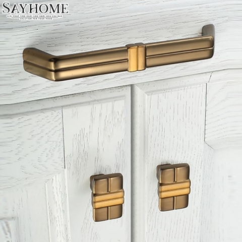 Núm tủ tân cổ điển màu đồng SH8889