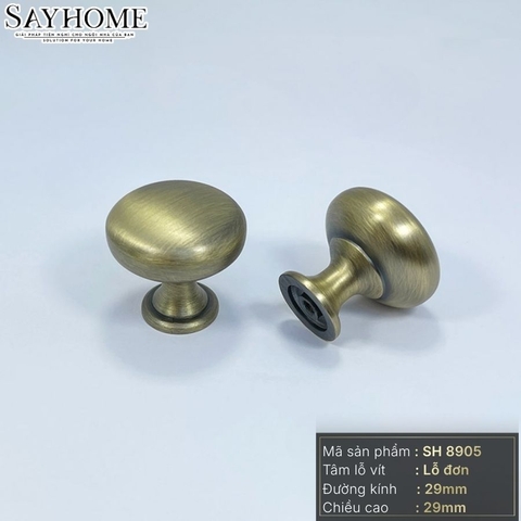 Núm tủ hiện đại màu đồng, vàng đồng, bạc, inox bóng và vàng mờ SH8905