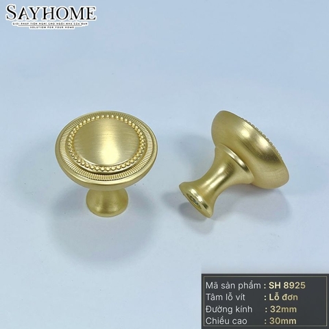 Núm tủ tân cổ điển vintage màu vàng gold, vàng mờ, vàng đồng và màu đồng SH8925