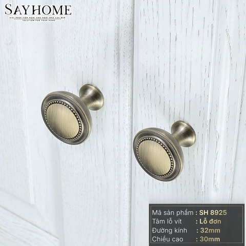 Núm tủ tân cổ điển vintage màu vàng gold, vàng mờ, vàng đồng và màu đồng SH8925