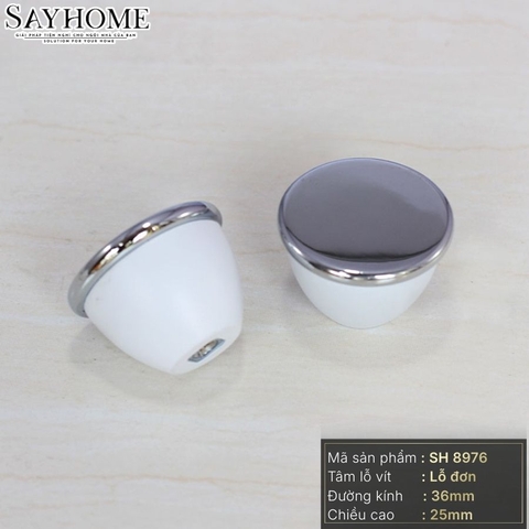 Núm tủ hiện đại màu xanh đen và vàng bóng, trắng và vàng bóng, trắng kết hợp crom bóng SH8976