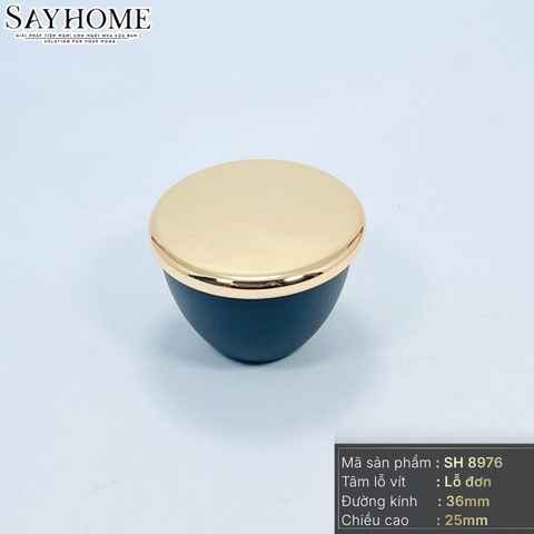 Núm tủ hiện đại màu xanh đen và vàng bóng, trắng và vàng bóng, trắng kết hợp crom bóng SH8976