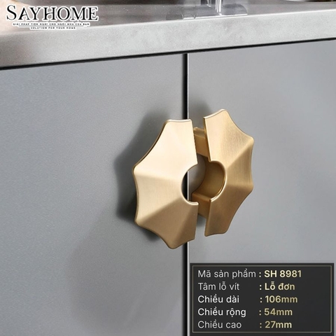 Tay nắm tủ hiện đại bán nguyệt màu vàng gold SH8981
