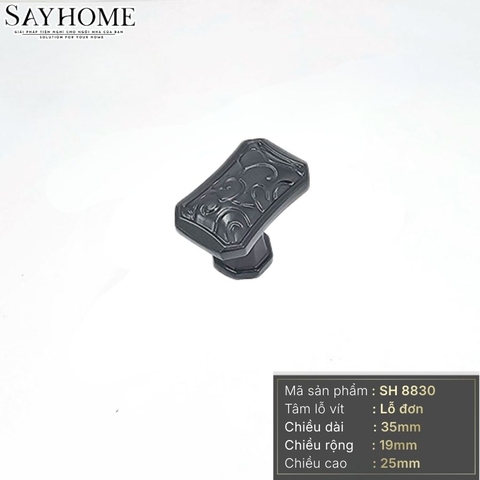 Núm tủ tân cổ điển vintage màu vàng bóng, đen mờ và bạc SH8830