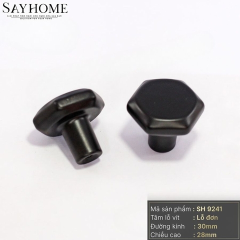 Núm tủ hiện đại màu đen mờ, vàng mờ và xám xi măng SH9241