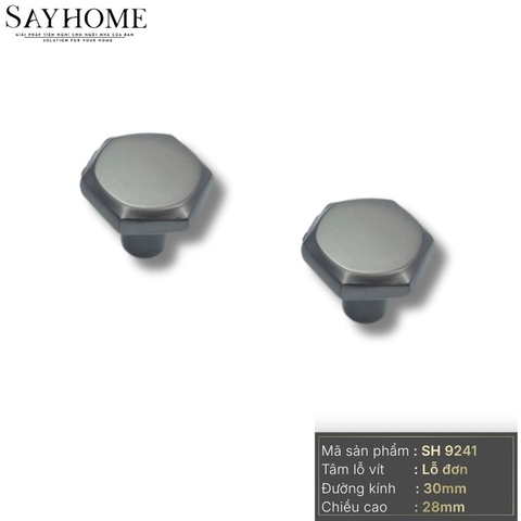 Núm tủ hiện đại màu đen mờ, vàng mờ và xám xi măng SH9241