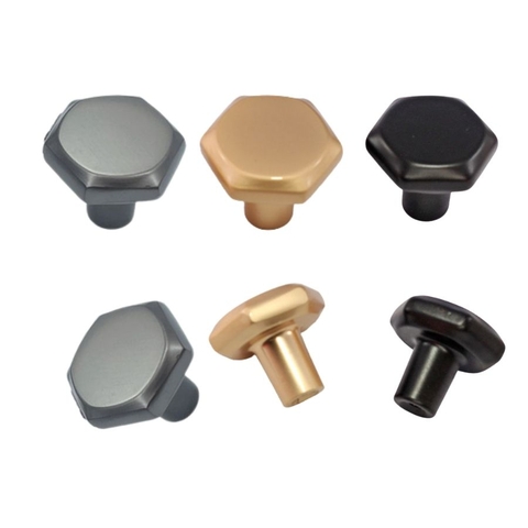 Núm tủ hiện đại màu đen mờ, vàng mờ và xám xi măng SH9241