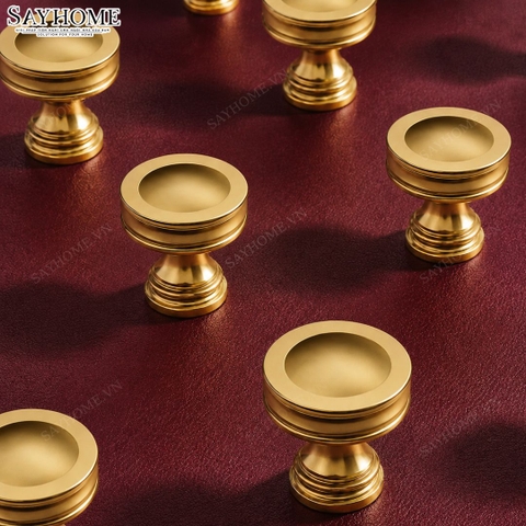 Núm tủ tân cổ điển vintage màu vàng gold SH9331