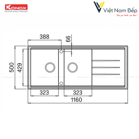 Chậu rửa bát Granite Sink Phoenix 1160 Grey - Chính hãng KONOX