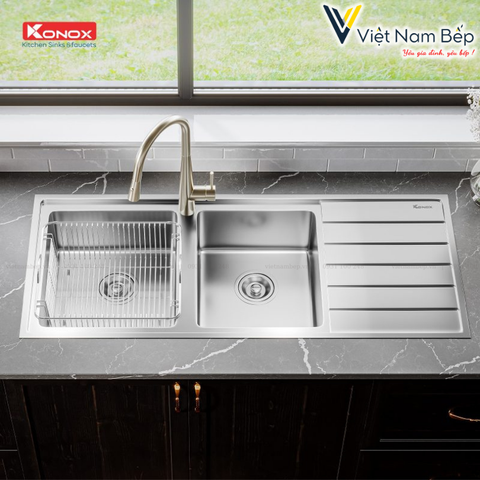 Chậu rửa bát European sink Premium KS11650 2B – Bàn trái - Chính hãng KONOX