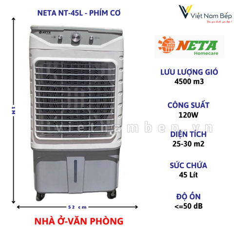 Quạt điều hòa hơi nước NeTa NT-45 45Lít Phím cơ - Chính hãng