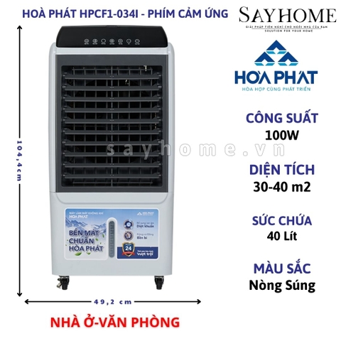 Quạt hơi nước Hòa Phát HPCF1-034I 40 Lít Cảm ứng và remote - Chính hãng - quạt điều hòa