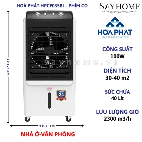 Quạt điều hòa hơi nước Hoà Phát HPCF035BL 40 Lít Phím cơ - Chính hãng