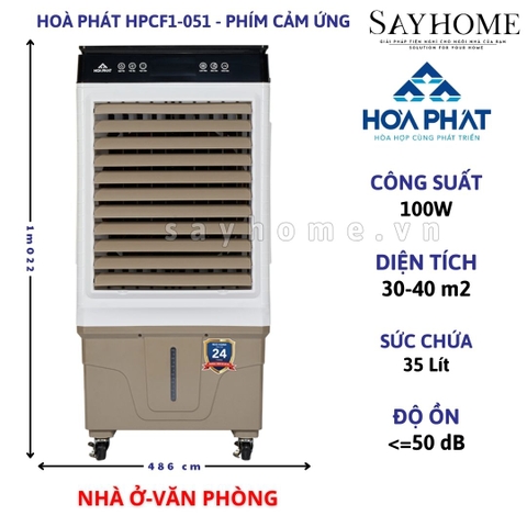 Quạt hơi nước Hòa Phát HPCF1-052 / HPCF1-051 Phím cảm ứng 35 Lít - Chính hãng