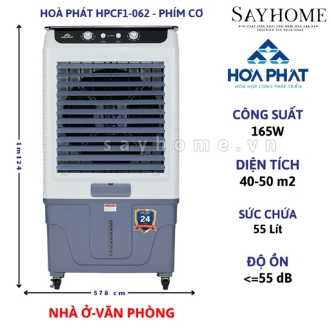 Quạt hơi nước Hoà Phát HPCF1-062 / 061 Phím cơ 55 Lít - Chính hãng - quạt điều hòa