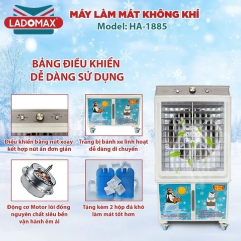 Máy quạt làm mát hơi nước 85L LADOMAX HA-1885 PHÍM CƠ  - Chính hãng