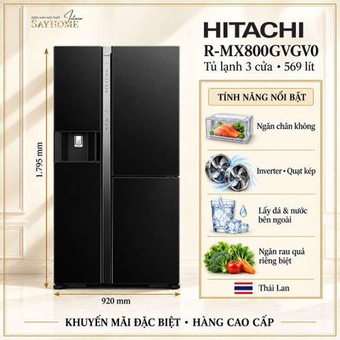 Tủ lạnh Multi Door 3 cánh màu đen Hitachi R-MX800GVG 569 Lít - Hàng chính hãng
