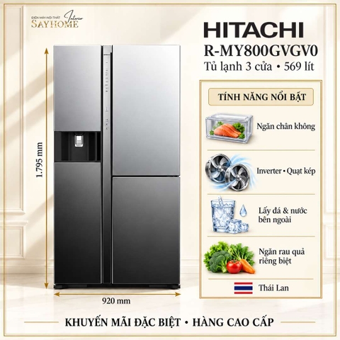 Tủ lạnh French Door 3 cánh Hitachi R-MY800GVGV0 569 Lít - Hàng chính hãng