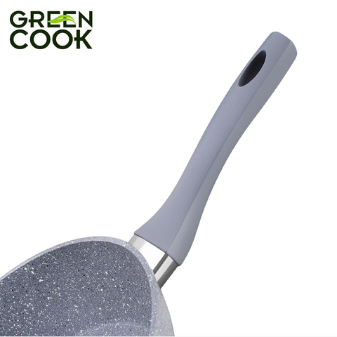 Chảo Green Cook GCP02-26IH sâu, đáy từ, vân đá, chống dính size 26 cm - Hàng chính hãng