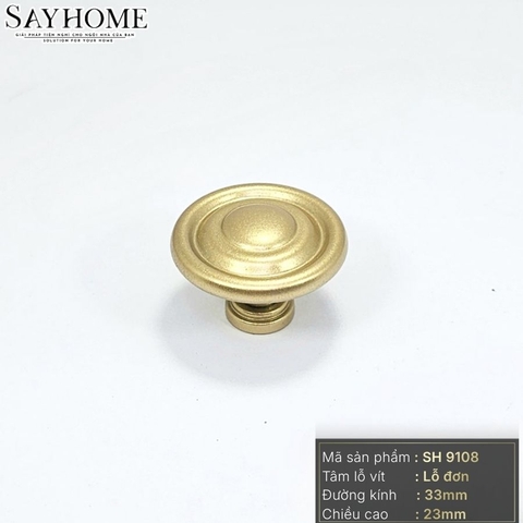 Núm tủ tân cổ điển vintage màu vàng và đồng cổ SH9108