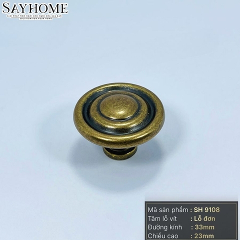 Núm tủ tân cổ điển vintage màu vàng và đồng cổ SH9108