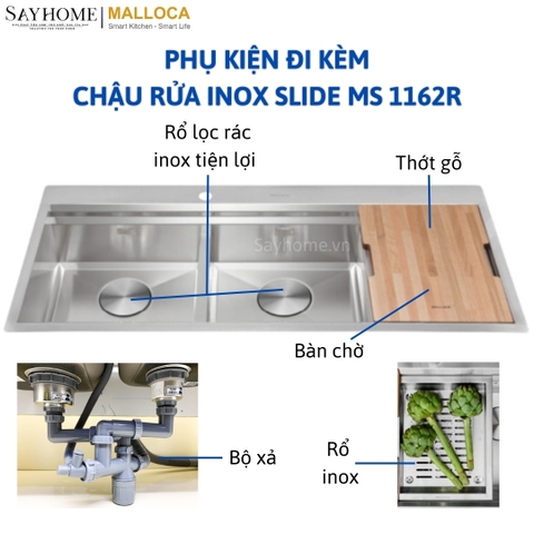Chậu rửa chén inox Malloca Slide MS 1162R tại thành phố Hồ Chí Minh