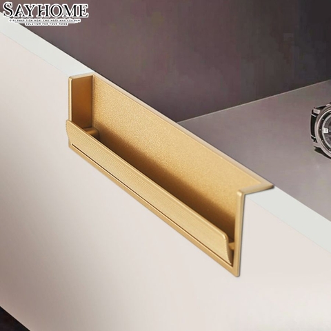 Tay nắm âm tủ hiện đại cao cấp màu vàng gold SH8031