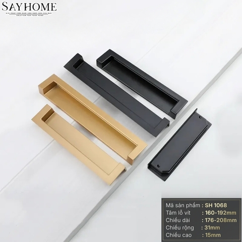 Tay nắm âm tủ hiện đại màu đen và vàng SH1068