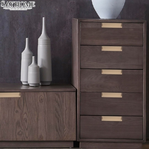 Tay nắm âm tủ hiện đại màu đen và vàng SH1068