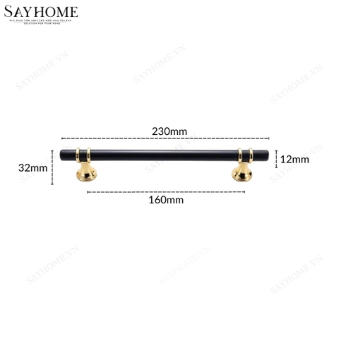 Tay nắm đũa hiện đại màu đen vàng SH5526