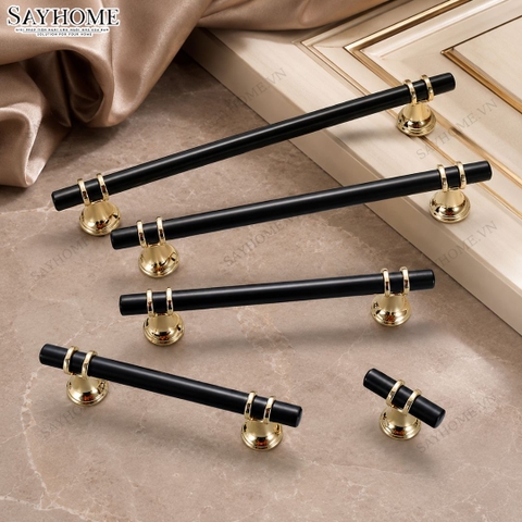 Tay nắm đũa hiện đại màu đen vàng SH5526