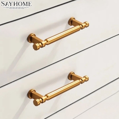 Tay nắm đũa tân cổ điển vintage màu vàng đồng SH3177