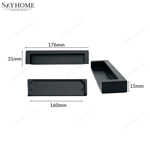 Tay nắm âm tủ hiện đại màu đen và vàng SH1068