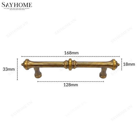 Tay nắm đũa tân cổ điển Vintage màu vàng đồng SH1681