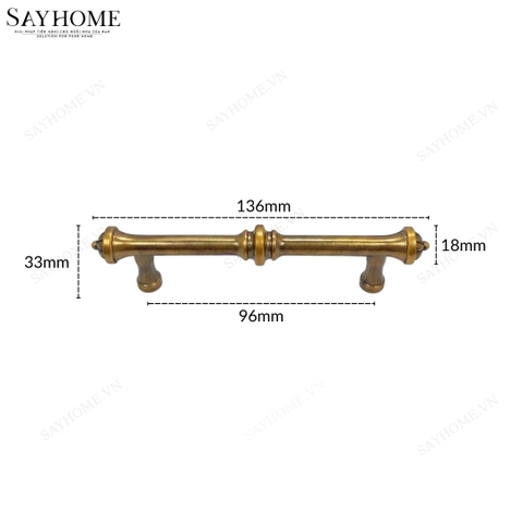 Tay nắm đũa tân cổ điển Vintage màu vàng đồng SH1681