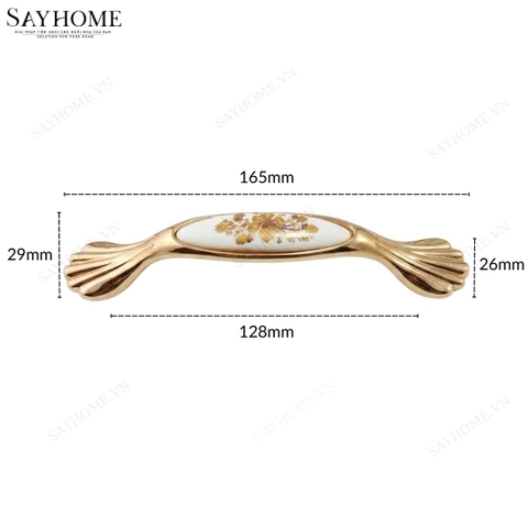 Tay nắm tủ tân cổ điển Vintage màu vàng mặt sứ trắng SH1802 tại thành phố Hồ Chí Minh