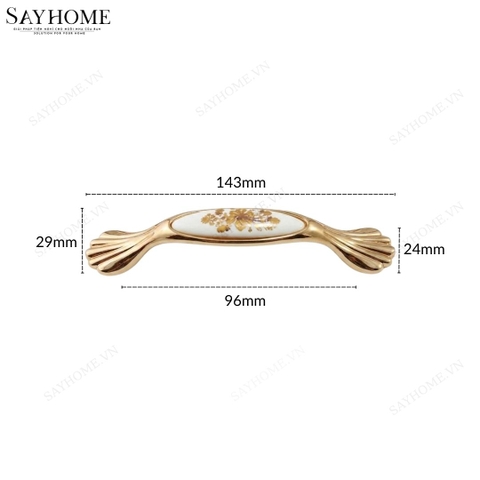 Tay nắm tủ tân cổ điển Vintage màu vàng mặt sứ trắng SH1802 tại thành phố Hồ Chí Minh