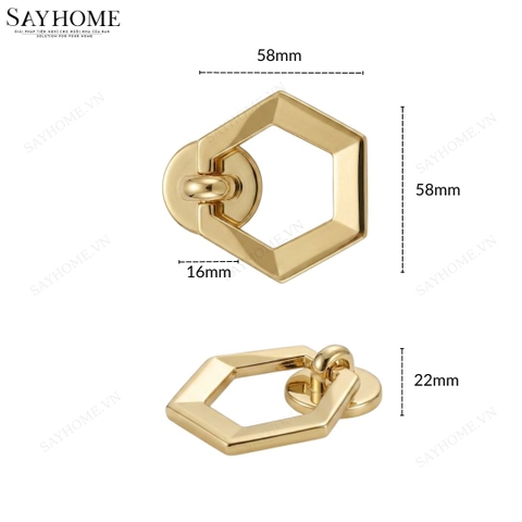 Tay nắm tủ hiện đại dạng khoen màu vàng gold SH2001