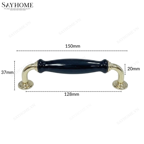 Tay nắm tủ tân cổ điển Vintage màu đen vàng SH2215