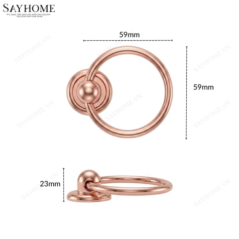 Tay nắm tủ khoen tròn hiện đại màu vàng hồng rose gold SH2265