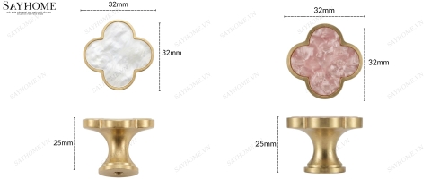 Núm tủ hiện đại màu vàng gold mặt hoa bốn cánh SH22V76N tại thành phố Hồ Chí Minh