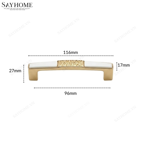 Tay nắm tủ tân cổ điển màu vàng gold mặt sứ trắng SH2808