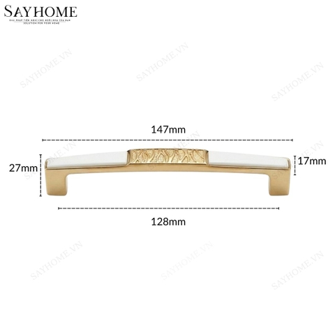 Tay nắm tủ tân cổ điển màu vàng gold mặt sứ trắng SH2808