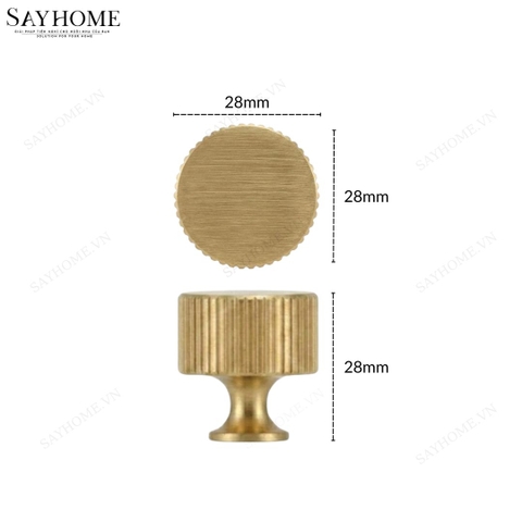 Thông số kĩ thuật Núm tủ đồng thau nguyên khối hiện đại màu vàng mờ SH3V08N tại Thành phố Hồ Chí Minh
